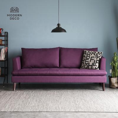 China Wholesale Buy 3 seater removable dark purple divan couch sofa modern fabric backcushion design for sale