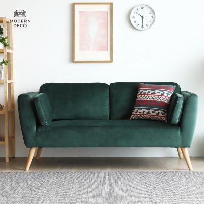 China Green Modern Nordic Sofa Sofa Couch Loveseat Furniture Loveseat Green 2 Seats With Wooden Legs Timber Oak Elm Walnut Teak Beech for sale