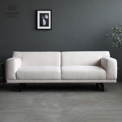 China Customized 3 seater upholstered living room furniture white modern modern nordic cozy fabric sofa couch cozy living room spaces for sale