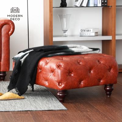 China Modern Faux Chesterfield Embellished Storage Stool Foot Stool Pouf PU Leather for sale