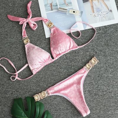 China 2022 soft logo girl custom micro open sex thong cheapest bikini swimsuit set high end padded bikini summer beautiful swimsuit set for sale