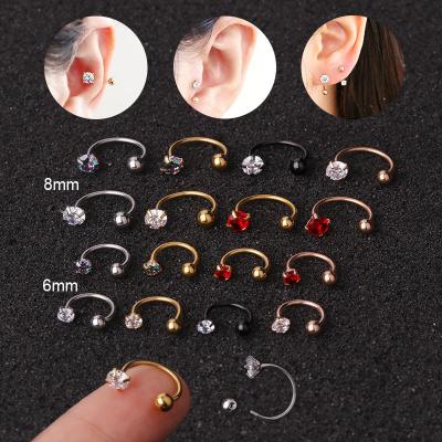 China CLASSIC Classic 316 L Titanium Cozy CZ Orbital Cartilage Helix Tragus Stainless Steel Jewelry Daith Circle Piercing Ring for sale