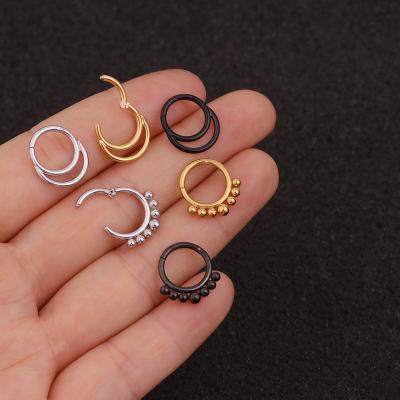 China CLASSIC 316L Stainless Steel Full Click Circle Hinged Segment Daith Helix Septum Nose Piercing Jewelry for sale