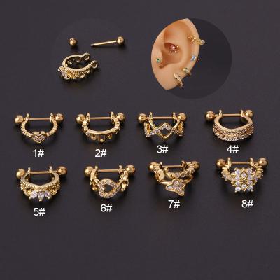 China New FASHIONABLE 20G Stainless Steel Cartilage Piercing Fashionable Helix Multicolor Screw Tragus Ear CZ Back Stud Earring for sale