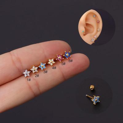 China FASHIONABLE Cute 20g Small Flower Shape Tragus Helix Earrings Surgical Steel Screw Back Earrings For Ear Cartilage Piercing Jewelry for sale