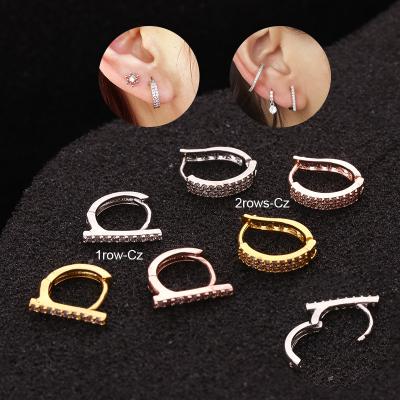 China Copper Silver and Gold Plated Tiny Cozy Earlobe Helix Earring Helix Cartilage Huggie Circle Piercing Jewelry for sale