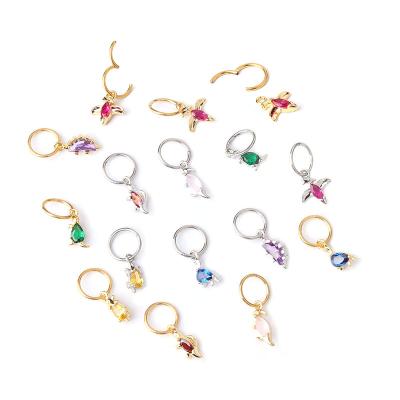 China FASHIONABLE 18gX8mm Stainless Steel Segment Clicker Hinged Circle With Dinosaur Animal Shape Cartilage Piercing Dangle Earring for sale