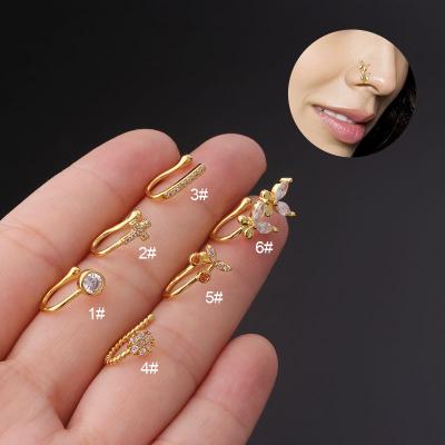 China New Design FASHIONABLE Nose Cuff Double Butterfly Nose Clip Non Piercing Face Nose Rings Gold Helix Earring Cartilage Jewelry for sale