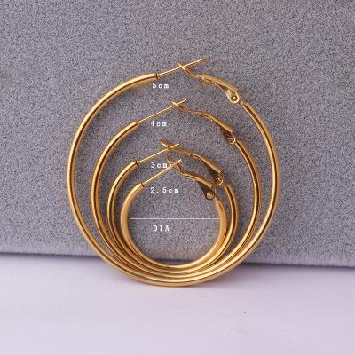 China Wholesale CLASSIC Rose Gold Black Stainless Steel Circle Earring Set For Women Men Jewelry Earring Stack for sale