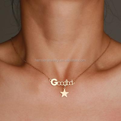 China New Gift Personalized Jewelry Necklace Full Gold/Sporty Stainless Steel Letter Star Necklace Casual Custom Pendant Mother's Day for sale