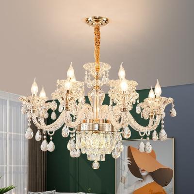 China Hotel Room High Quality Modern K9 Crystal Chandelier Lighting Fixture For Crystal Gold Decorative Pendant Light for sale