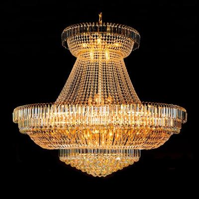 China New Golden Chinese K9 Crystal Hotel Chandelier Lights For Hotel Wedding Decoration Luxury Ceiling Hanging Lighting for sale