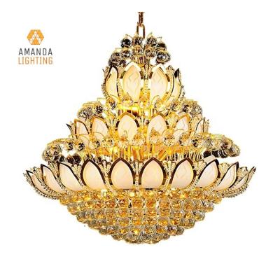 China Luxury Saudi Gold Lotus Flower Crystal Chandelier Light classic for hotel and villas for sale