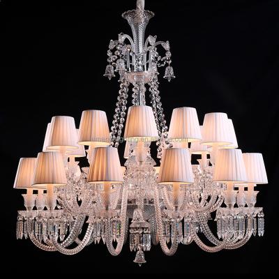 China Believed. Italian Classic Vintage Elegant Crystal Glass Chandelier With Fabric Shade Baroque Lights For Home Deco for sale