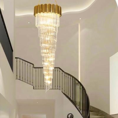 China Crystal Chandelier Fancy Home And Golden Luxury Hanging Hotel/Home/House/Hotel Pendant Light Custom Decor Villas Staircase Lighting for sale