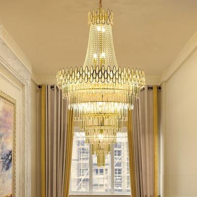 China Contemporary Gold Elegant Modern Staircase Lighting Luxury Long Chandelier Crystal Lighting for Chandeliers Wedding Wedding Decor for sale