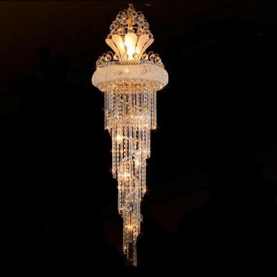 China Luxury Modern Crystal Stair Decorative Chandelier For Hotel Villas Staircase Lobby for sale