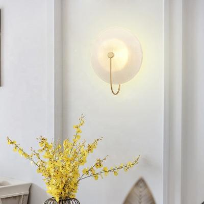 China Modern Luxury Milk White Glass Round Nordic LED Wall Lamps For Indoor Girl Kids Bedroom Decoration Bedside Lamp Home Decor for sale