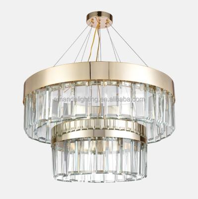 China 2019 Modern Luxury Round Hotel LED Circle K9 Clear Crystal Light For Big Hotel Lobby Chandelier Light for sale