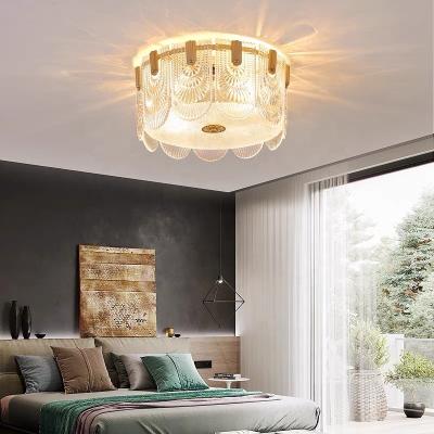 China Modern Luxury Post Modern Mid Century Mount Ceiling Light Textured Glass Flush Hanging Lamp For Bedroom Foyer Ceiling Decor for sale