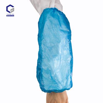 China Disposable PE Oversleeve PE Sleeve Cover White Blue Plastic Arm Sleeve for sale