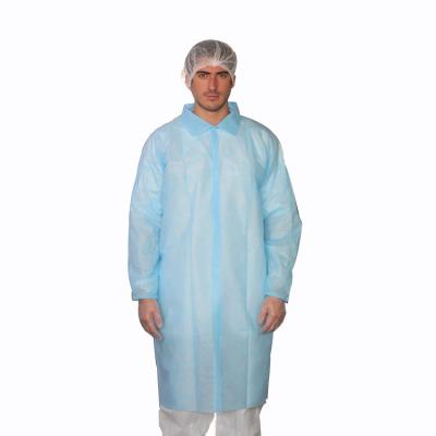 China With Button With Or Without Pocket Manufacturer Wholesale Custom Blue pp SMS Disposable Lab Coat for sale