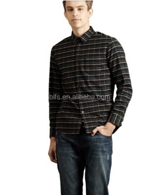 China OEM famous brand anti-pilling men's slim fit cut out small lattice shirt for sale