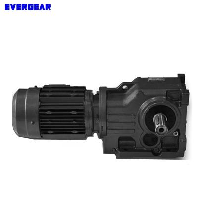 China HT250 Cast Iron K Series Gear Reduction Gearbox Helical Bevel Motor for sale