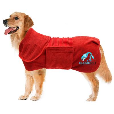 China Stored Dog Drying Coat Dressing Gown Towel Robe Super Absorbent Microfiber Pet Worry Relief Designed Adjustable Puppy Bathrobe Towel for sale