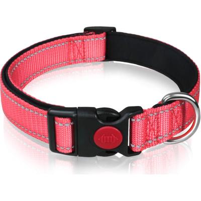 China Stocked Reflective Dog Collar with Safety Locking Buckle Adjustable Nylon Pet Collars for Small Medium Large Puppy and Extra Large Dogs for sale