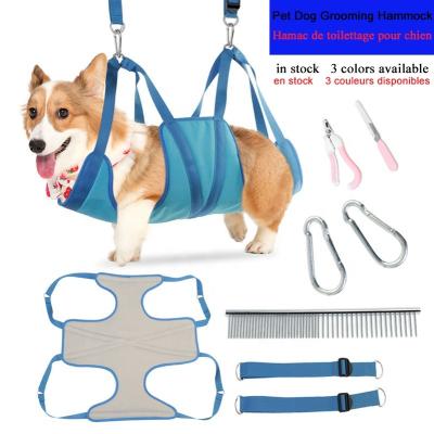 China Wholesale Viable Dog Grooming Hammock Harness Dog Hammock Restraint Bag With Comb Dog Hammock For Dog Pet Backrest Nail Trimmer for sale