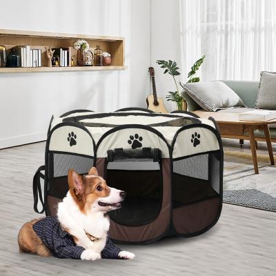 China Travel 2 in 1 Outdoor Portable Pet Tent Folding Cage Pet Kennel Octagon Cage for Cat Indoor Playpen Puppy Cats Kennel Easy Operation for sale