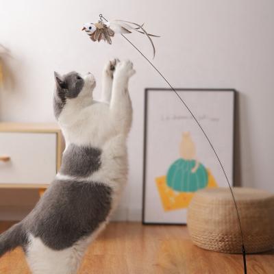 China Viable Simulation Cat Toy Funny Feather Bird Interactive with Bell Cat Stick Toy for Kitten Playing Teaser Wand Toys Pet Supplies for sale