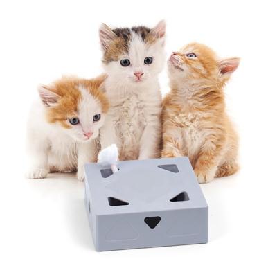 China Rise Liveable Goods Cat Toy Square Magic Box Smart Stick Crazy Cats Electric Teasing Interactive Feather Toys Contagious Mouse for sale