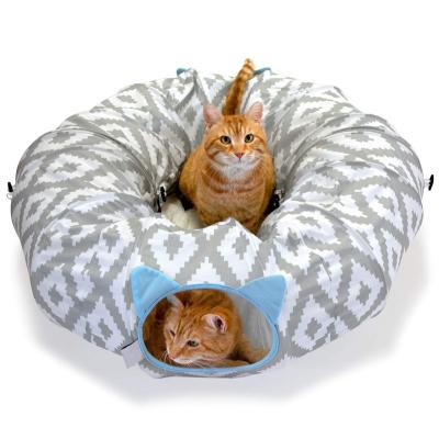 China Viable Indoor Collapsible Cat Tunnel Bed With Cushion Tube Toys Diameter The Big Folding For Outdoor Cats Large Kittens Small Puppy for sale