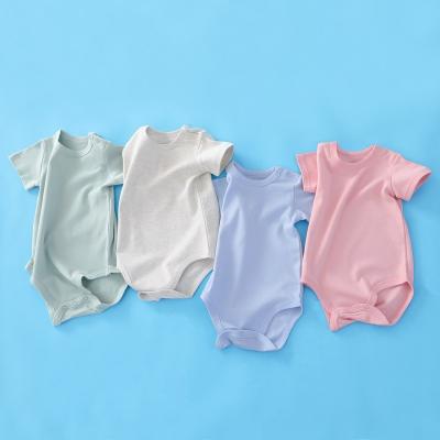 China Infant Summer Polyester Toddler Plain Onesie / Baby Cotton Short Romper Simple Cotton Design for sale