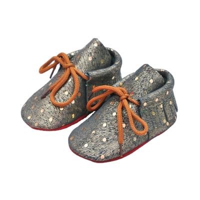 China Newest Design Baby Leather Shoes Infant Walker Single Flat Soft Flat Pre Lace Up Sports Shoes for sale