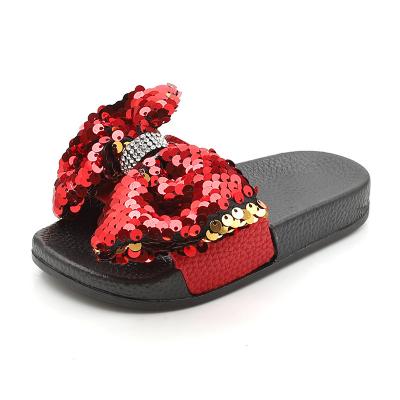 China Quick-drying hot sale children's slippers simple girl's boutique beach bow slipper flat shoes for sale