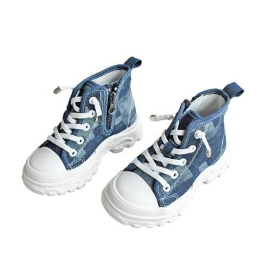 China Latest Flat Design Boutique Wholesale Children's Shoes Girls Design Denim Fancy Boots for sale