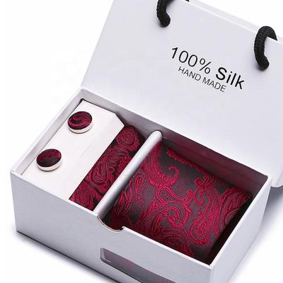 China New Design High Quality Links Set For Stock Mens Three Pieces Silk Link Cufflink Hand Made Gift Set 0630-P for sale