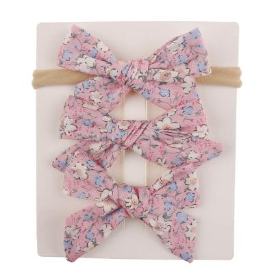 China European and American Style Hot Selling Multicolor Babies 3 Pcs Floral Bow Headwear Sets Knit Hair Clips for sale