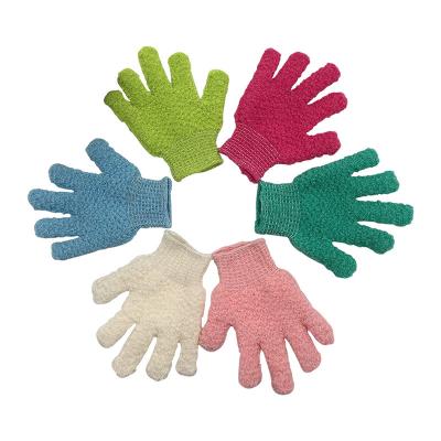 China High Quality Multi Style Eco - Friendly Five - Finger Nylon Gloves Exfoliating Gloves for sale