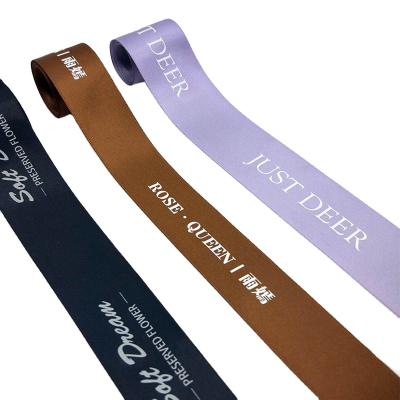 China Sustainable Custom Satin Ribbon Logo Print On Satin Rolls Ribbons for sale