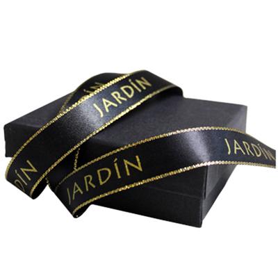 China Sustainable Custom Satin Ribbon Gold Trim Ribbon for sale