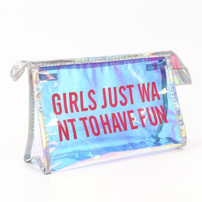 China Recyclable Waterproof Portable TPU Laser Cosmetic Transparent Bag for sale