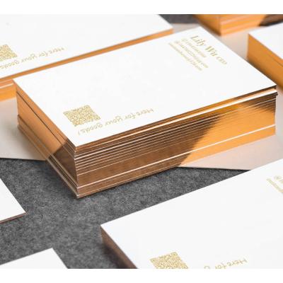 China Business Black Card Gold Foil 2 Sides Business Cards Printing Foil Edge Name Cards for sale