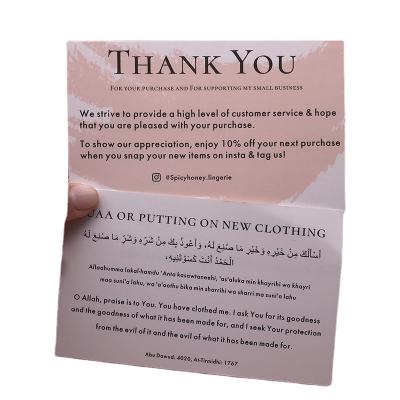 China Recyclable Custom Pink Card Thank You Paper Cards for sale