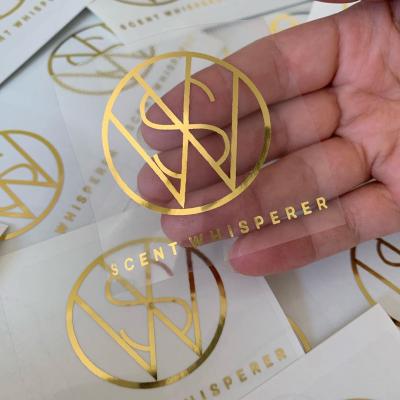 China Waterproof Custom Clear Stickers Vinyl Sticker With Logo Gold Foil Mounted Gold Foil Sticker for sale