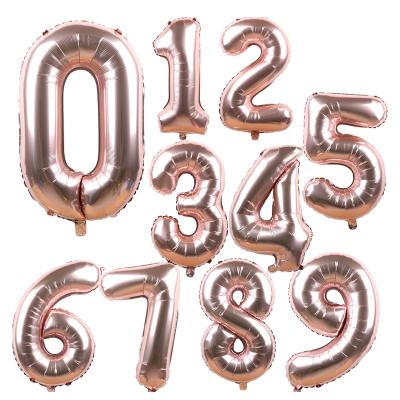 China Hot Selling 40 Inch Foil Rose Silver Gold Gradient Ramp Number Foil Balloons for sale