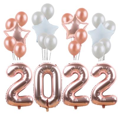 China 32inch Helium Happy New Year 2022 Star Balloon Set for Celebrating Merry Christmas Party Shower for sale